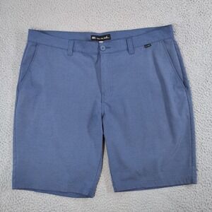 Travis Mathew Golf Shorts Mens 38 Blue Striped Athletic Performance Stretch EUC